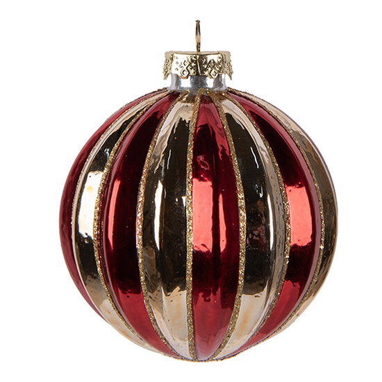Clayre & Eef | Kerstbal Goudkleurig Rood ø 8x8 cm | 6GL5135