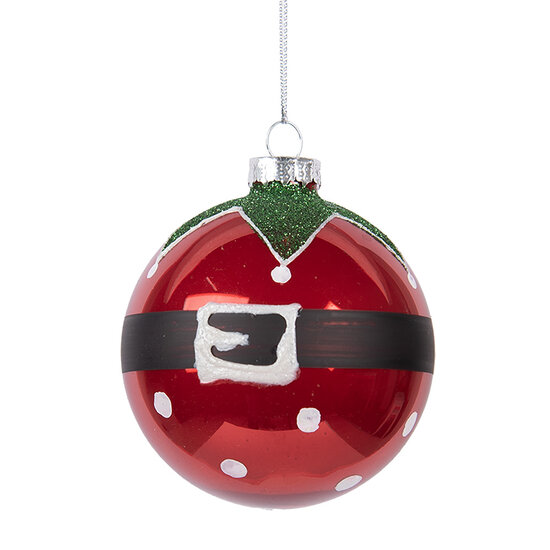 Clayre & Eef | Kerstbal Rood Groen ø 8x8 cm | 6GL5138