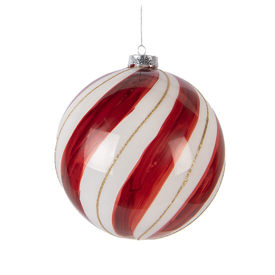 Clayre & Eef | Kerstbal Rood Wit ø 15x15 cm | 6GL5139