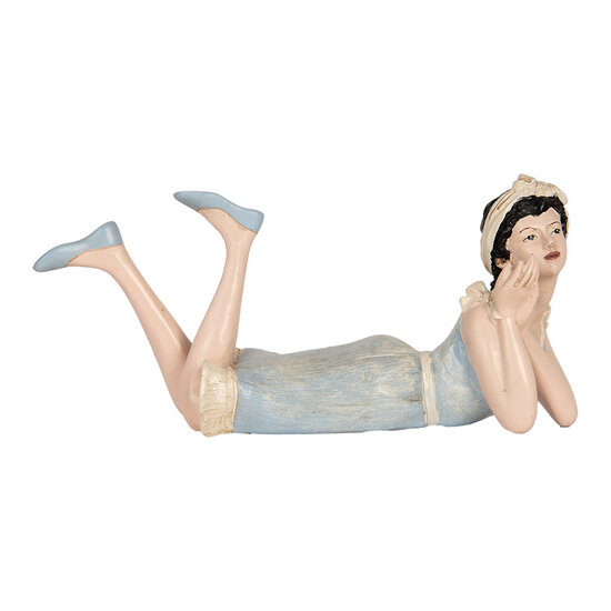 Clayre & Eef | Decoratie Vrouw Beige Blauw 26x12x9 cm | 6PR5559