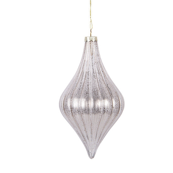 Clayre & Eef | Kerstbal Zilverkleurig ø 8x15 cm | 6GL5142