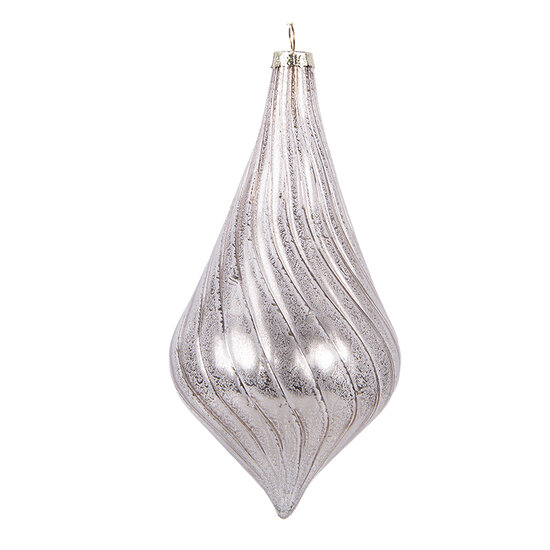 Clayre & Eef | Kerstbal Zilverkleurig ø 8x17 cm | 6GL5143