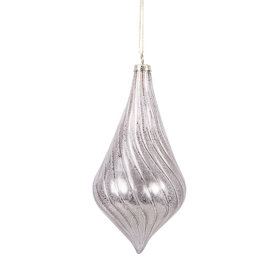 Clayre & Eef | Kerstbal Zilverkleurig ø 8x17 cm | 6GL5143