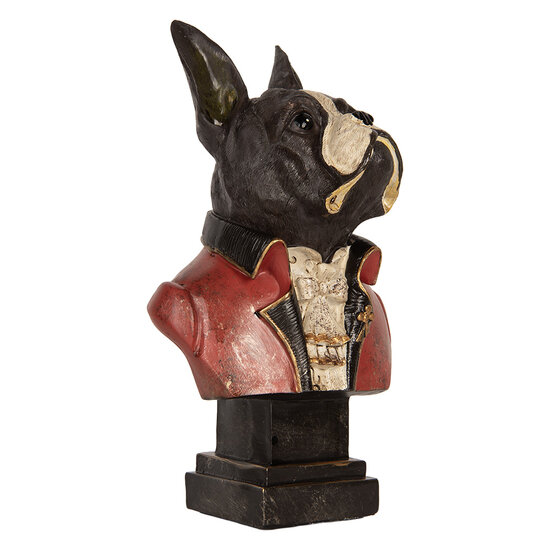 Clayre & Eef | Decoratie Buste Hond Zwart Rood 15x12x26 cm | 6PR5577