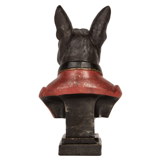 Clayre & Eef | Decoratie Buste Hond Zwart Rood 15x12x26 cm | 6PR5577