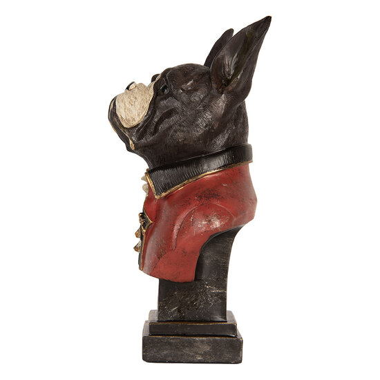 Clayre & Eef | Decoratie Buste Hond Zwart Rood 15x12x26 cm | 6PR5577