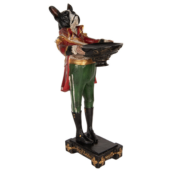 Clayre & Eef | Kandelaar Hond Zwart Rood 18x11x35 cm | 6PR5578