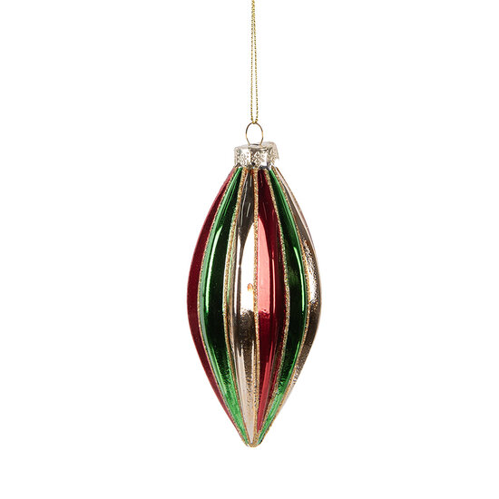 Clayre & Eef | Kerstbal Rood Groen ø 6x13 cm | 6GL5175