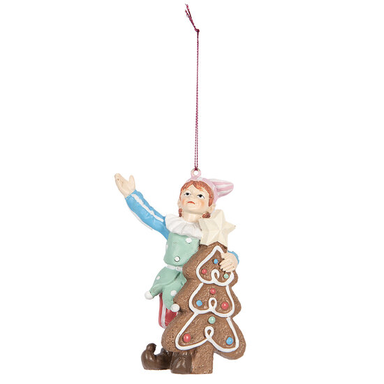 Clayre & Eef | Decoratie hanger elf Groen Bruin 8x4x11 cm | 6PR5298
