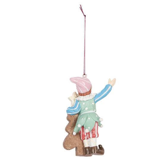 Clayre & Eef | Decoratie hanger elf Groen Bruin 8x4x11 cm | 6PR5298