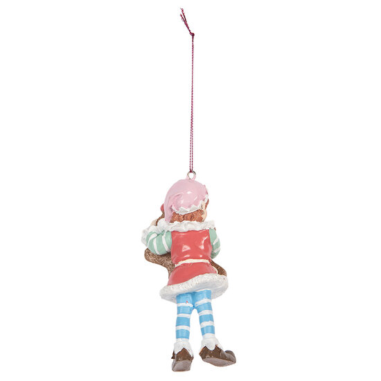 Clayre &amp; Eef   | Decoratie hanger elf Bruin Blauw 5x4x11 cm | 6PR5299