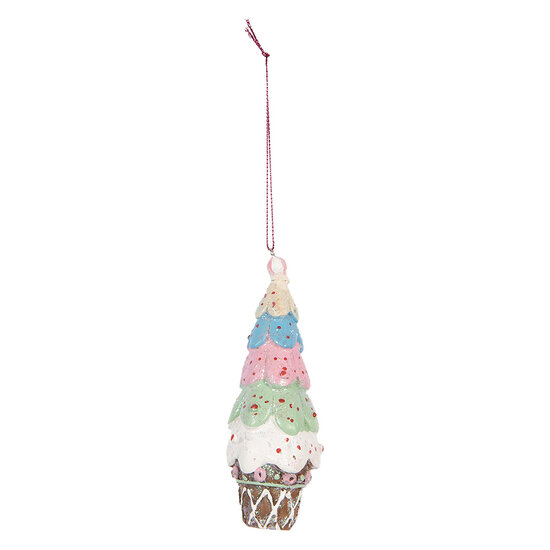 Clayre & Eef | Decoratie hanger taartje Bruin Wit ø 5x13 cm | 6PR5300