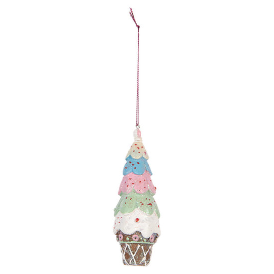Clayre & Eef | Decoratie hanger taartje Bruin Wit ø 5x13 cm | 6PR5300