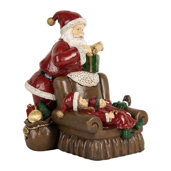 Clayre &amp; Eef   | Kerstdecoratie Kerstman Rood Bruin 17x13x18 cm | 6PR5668