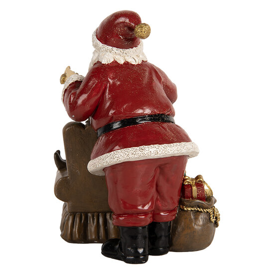 Clayre &amp; Eef   | Kerstdecoratie Kerstman Rood Bruin 17x13x18 cm | 6PR5668