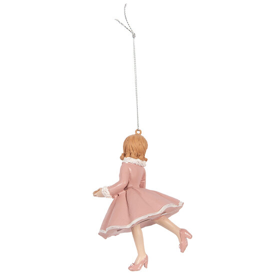Clayre & Eef | Decoratie hanger Ballerina Roze Beige 7x7x11 cm | 6PR5303