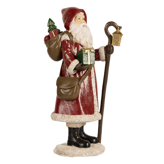 Clayre & Eef | Kerstdecoratie Kerstman Rood Wit 12x11x26 cm | 6PR5672
