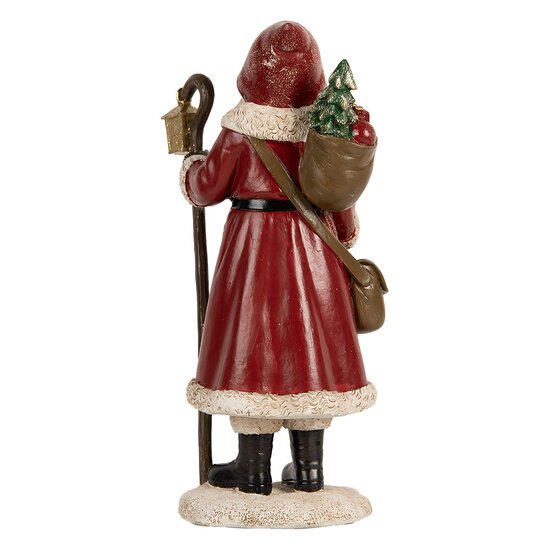 Clayre & Eef | Kerstdecoratie Kerstman Rood Wit 12x11x26 cm | 6PR5672