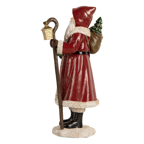 Clayre & Eef | Kerstdecoratie Kerstman Rood Wit 12x11x26 cm | 6PR5672