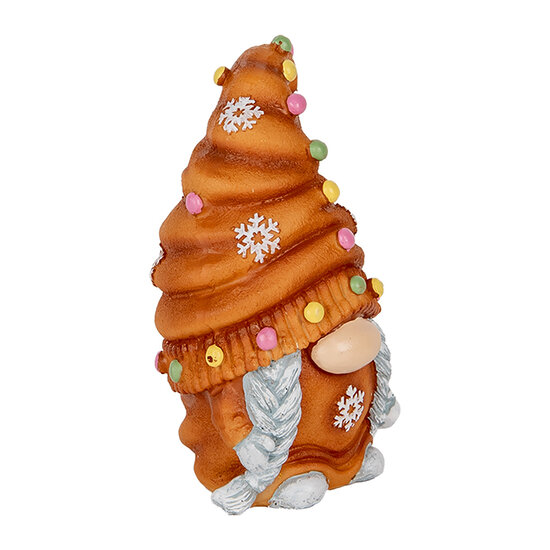 Clayre &amp; Eef   | Decoratie Beeld Kabouter Bruin Blauw 8x8x13 cm | 6PR5311