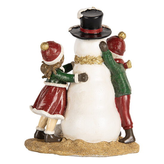 Clayre & Eef | Kerstdecoratie Kinderen met Sneeuwman Rood Wit 13x10x16 cm | 6PR5679