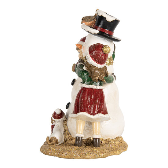 Clayre & Eef | Kerstdecoratie Kinderen met Sneeuwman Rood Wit 13x10x16 cm | 6PR5679