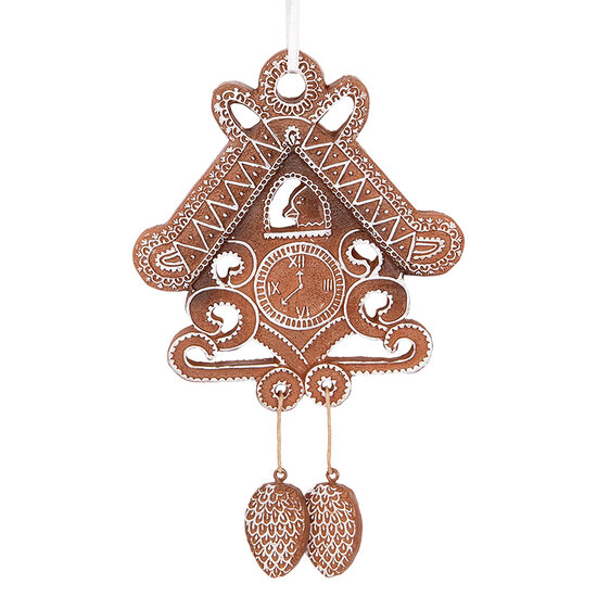 Clayre &amp; Eef   | Decoratie hanger huisje Bruin Wit 12x2x18 cm | 6PR5315