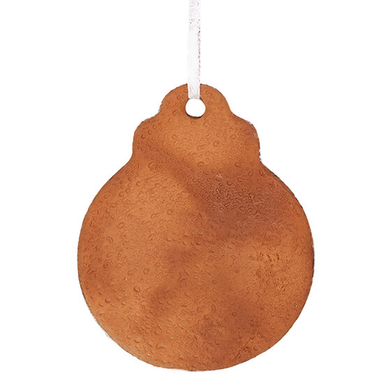 Clayre & Eef | Decoratie hanger Kerstbal Bruin Wit 8x2x10 cm | 6PR5316