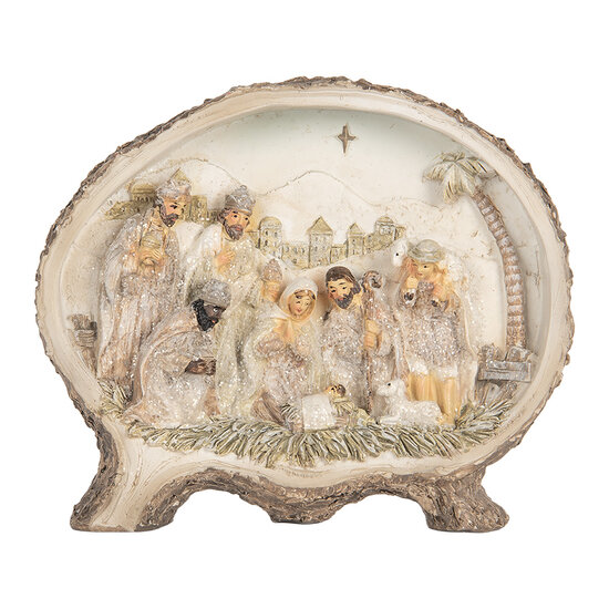 Clayre & Eef | Kerstdecoratie Kerstgroep Bruin Beige 18x4x15 cm | 6PR5919