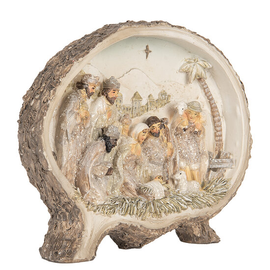 Clayre & Eef | Kerstdecoratie Kerstgroep Bruin Beige 18x4x15 cm | 6PR5919