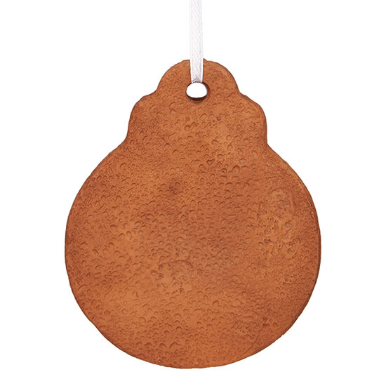 Clayre & Eef | Decoratie hanger Kerstbal Bruin Wit 8x2x10 cm | 6PR5318