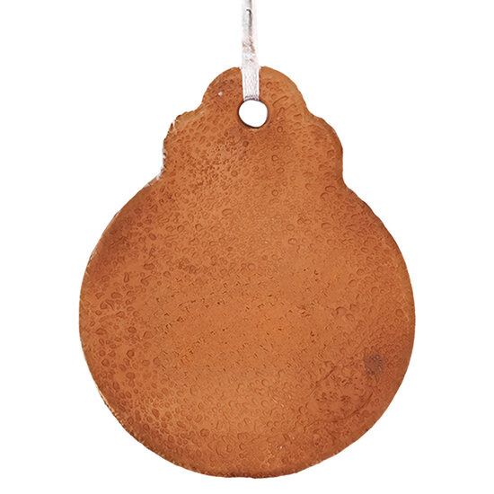 Clayre & Eef | Decoratie hanger Kerstbal Bruin Wit 8x2x10 cm | 6PR5319