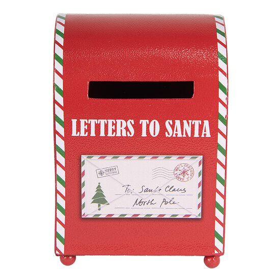 Clayre & Eef | Brievenbus Rood Wit 14x13x19 cm | 6Y5800