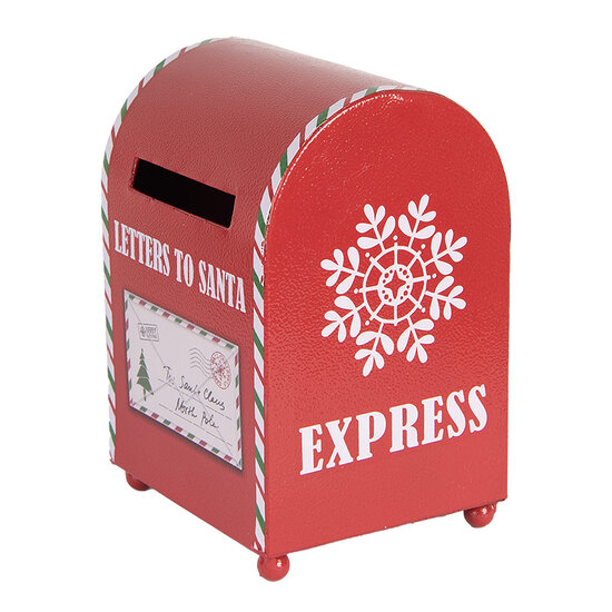 Clayre & Eef | Brievenbus Rood Wit 14x13x19 cm | 6Y5800