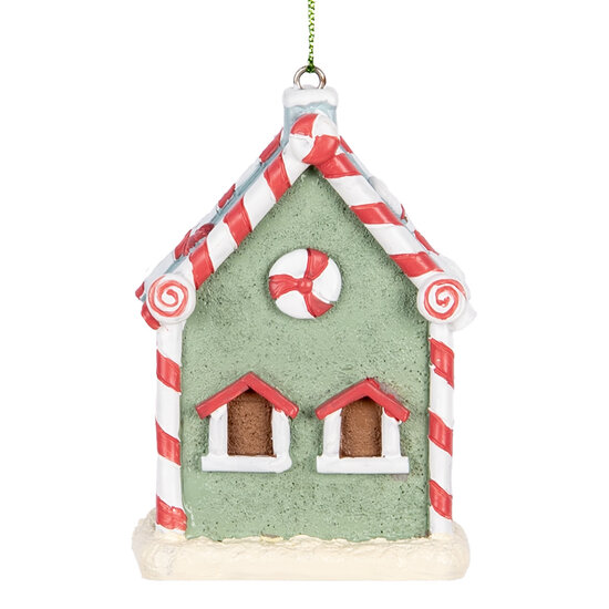 Clayre & Eef | Decoratie hanger huisje Groen Wit 6x4x8 cm | 6PR5324