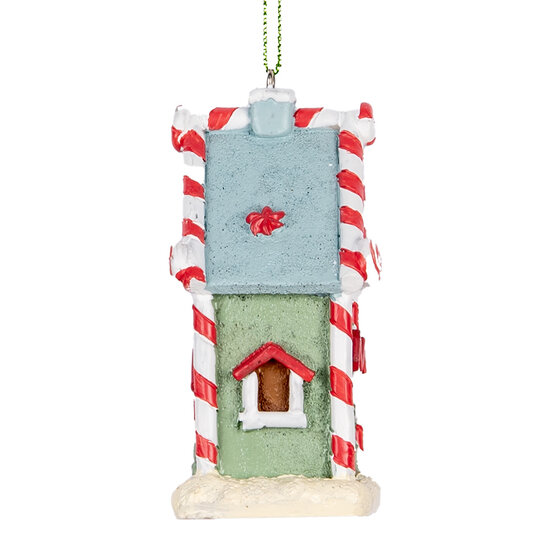 Clayre & Eef | Decoratie hanger huisje Groen Wit 6x4x8 cm | 6PR5324