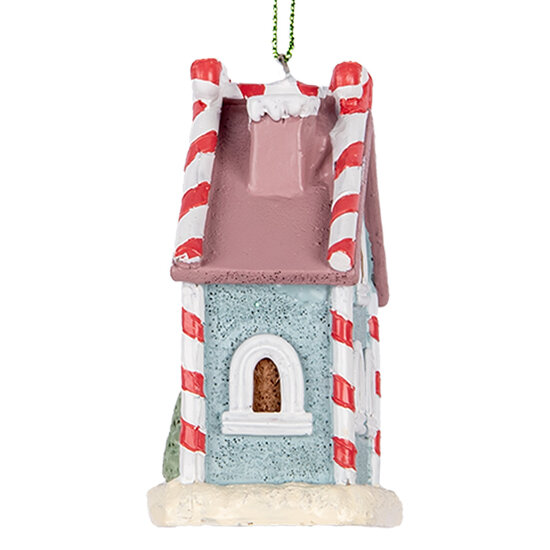 Clayre & Eef | Decoratie hanger huisje Blauw Wit 6x4x8 cm | 6PR5326