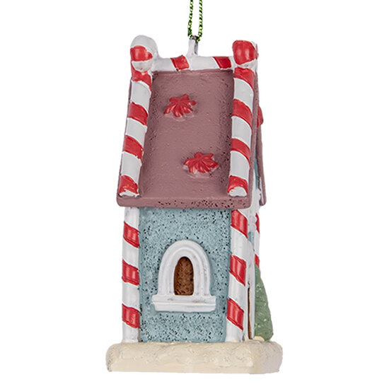 Clayre & Eef | Decoratie hanger huisje Blauw Wit 6x4x8 cm | 6PR5326