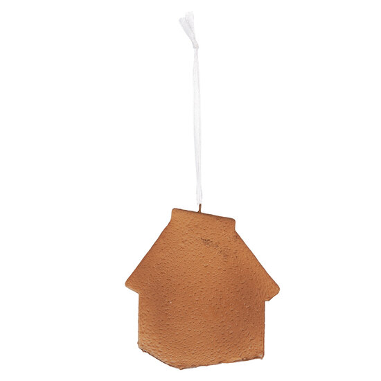 Clayre & Eef | Decoratie hanger huisje Wit Bruin 9x1x10 cm | 6PR5327