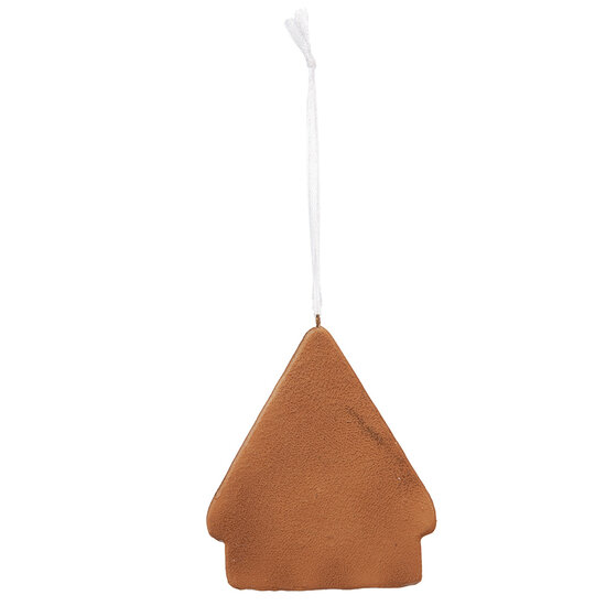 Clayre & Eef | Decoratie hanger huisje Wit Bruin 9x1x10 cm | 6PR5328