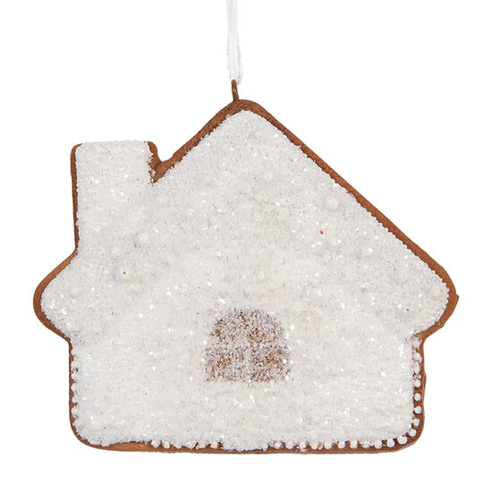 Clayre &amp; Eef   | Decoratie hanger huisje Wit Bruin 9x1x8 cm | 6PR5329