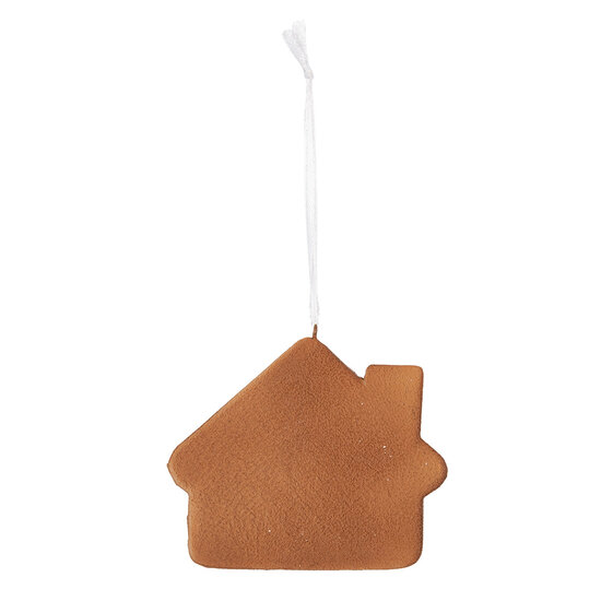 Clayre &amp; Eef   | Decoratie hanger huisje Wit Bruin 9x1x8 cm | 6PR5329
