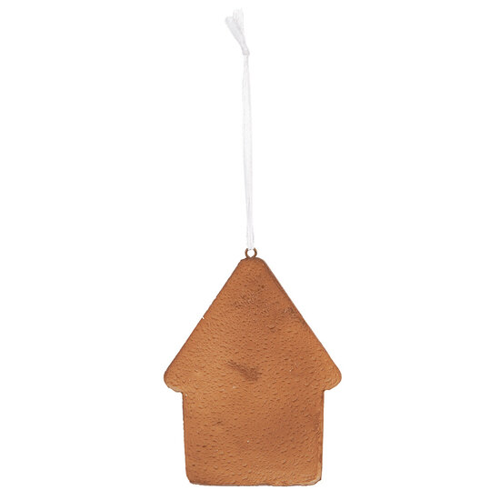 Clayre & Eef | Decoratie hanger huisje Wit Bruin 8x1x10 cm | 6PR5331
