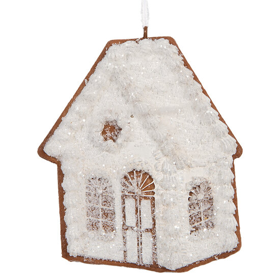 Clayre & Eef | Decoratie hanger huisje Wit Bruin 9x1x10 cm | 6PR5332