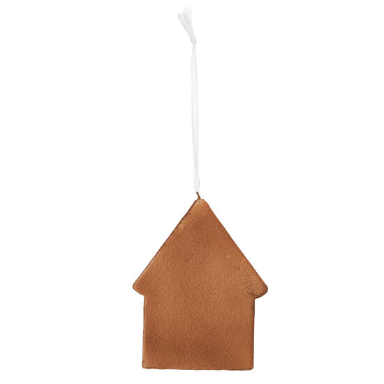 Clayre & Eef | Decoratie hanger huisje Wit Bruin 8x1x10 cm | 6PR5333