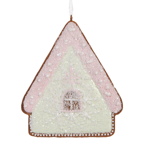 Clayre & Eef | Decoratie hanger huisje Groen Roze 9x1x10 cm | 6PR5339