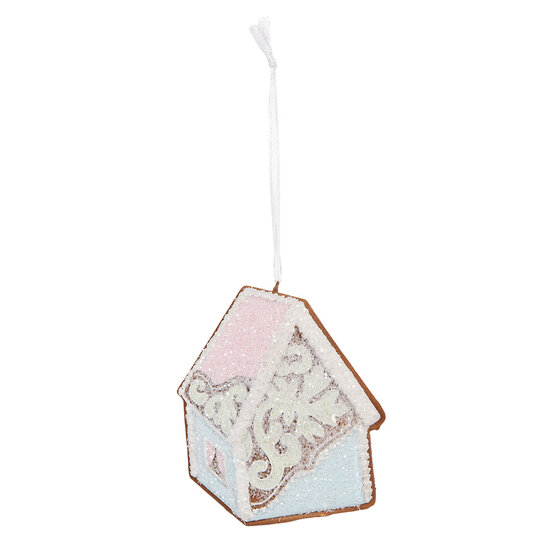 Clayre & Eef | Decoratie hanger huisje Blauw Roze 9x1x10 cm | 6PR5341