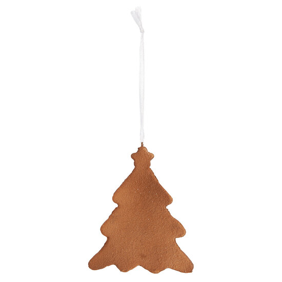 Clayre & Eef | Decoratie hanger Kerstboom Wit Bruin 9x1x10 cm | 6PR5343