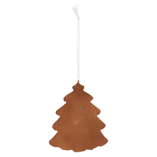 Clayre & Eef | Decoratie hanger Kerstboom Wit Bruin 9x1x10 cm | 6PR5345