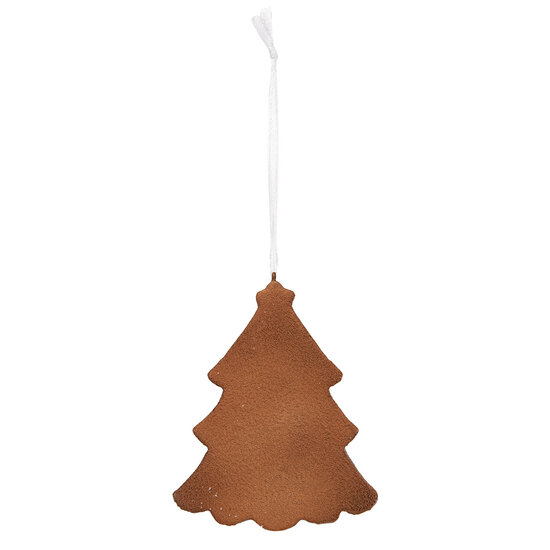 Clayre & Eef | Decoratie hanger Kerstboom Wit Bruin 9x1x10 cm | 6PR5346